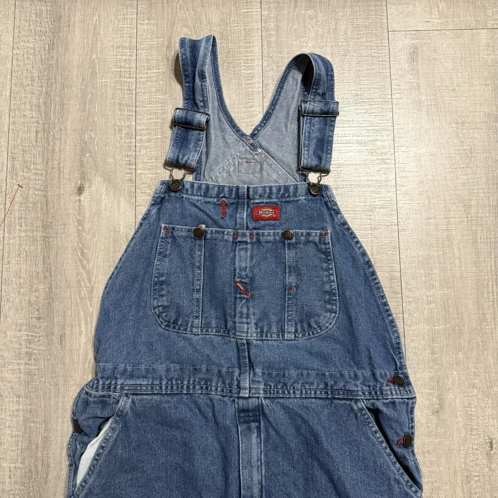 Vintage Dickies Overalls Denim Carpenter Workwear Bib Utility Pants Men 34x30